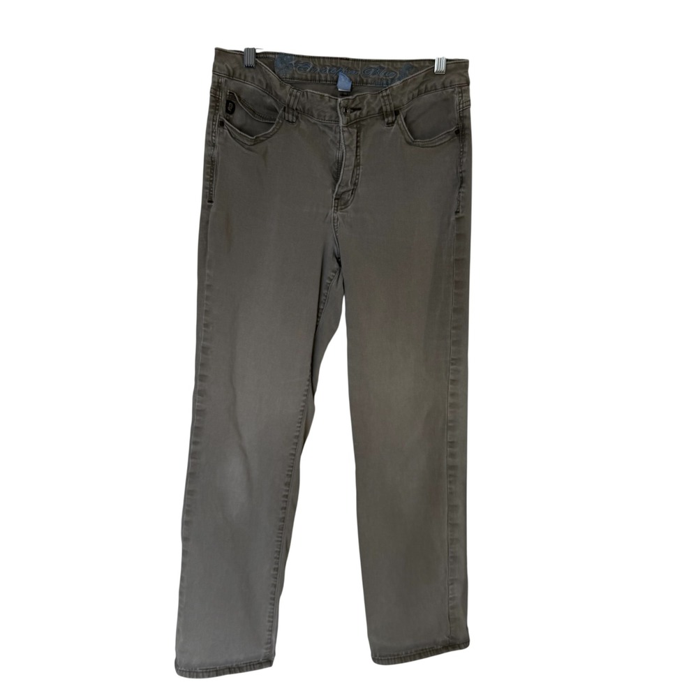 Christopher Blue Straight Leg Pants Women 12 Olive Drab vintage Cotton Stretch